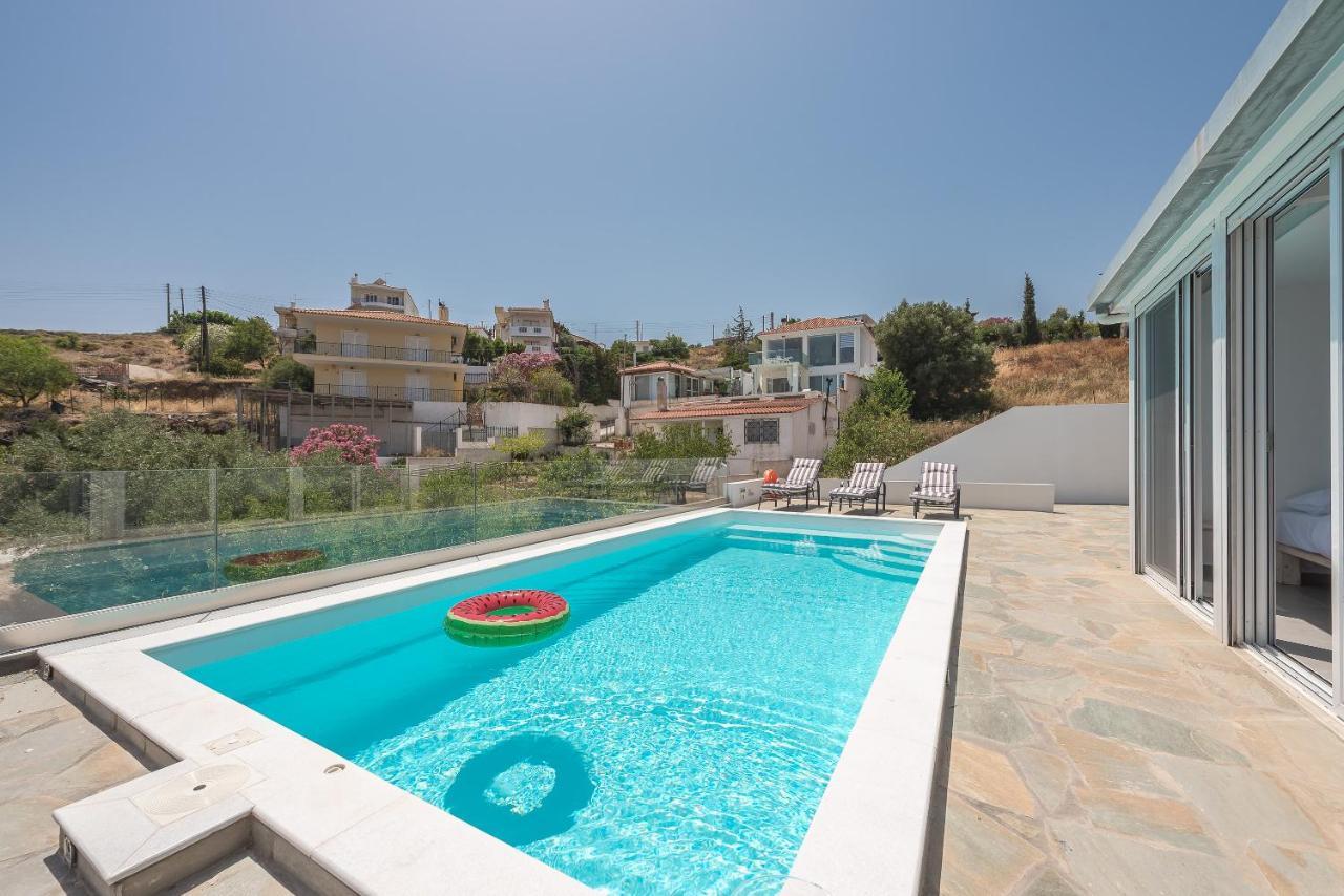 Villa Luna Private Heated Hydro Pool Bbq Beach 4Min Agia Marina Mikrolimanou المظهر الخارجي الصورة